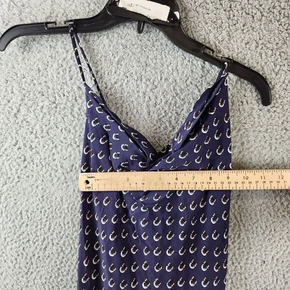 STAUD Bellamy Printed Lace-up Maxi Dress Women's L Navy Calico Sleeveless Slit~ - Picture 5 of 13